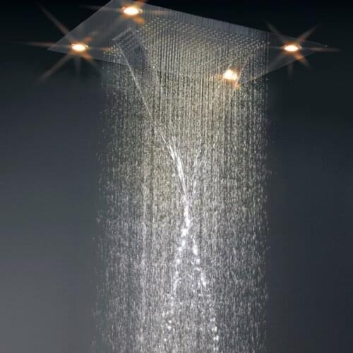 Luxury Big LED Shower Head 800*600 Rainfall SPA Shower Curtain Waterfall Bathroom Showerhead Accessorise 7 Color Conceal Ceiling