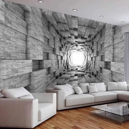 Custom Photo Self-Adhesive Wallpaper 3D Cement Wall Space Expansion Murals Living Room TV Sofa Bedroom