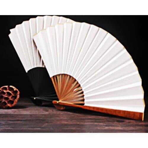 Silk Fabric Folding Fan Vintage Hand Fan Wooden Bamboo DIY Craft Painting Home Decoration Pocket Gift For Calligraphy Painting