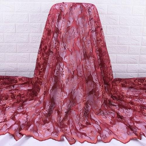 Zhenguiru Milk Silk Fabric Tulle African Lace Fabric Wave French Lace Fabric Bright Diamond Nigeria Fabric For Party Dress A2056