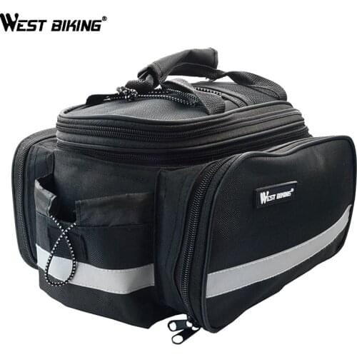 WEST BIKING Cycling Bicycle Bags Bike Rear Seat Road MTB Handbag Pannier Black Trunk Bag With Raincoat Bicycle Accessories