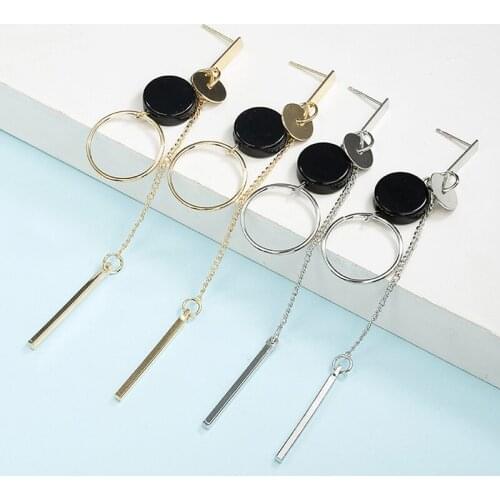 Personality Round Geometric Dangle Earrings Korean Style Long Retro Earrings For Women Simple Jewelry Accessories Party Gift