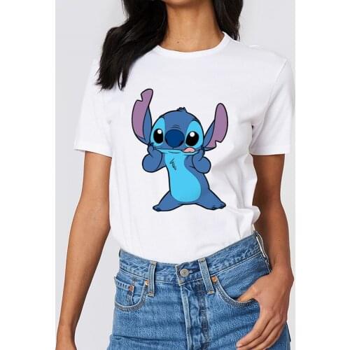 New Harajuku Lilo & Stitch Print Female Tshirt Short Sleeve Tops Tee Fashion Casual T Shirt Women Clothing T-shirts Dropshipping
