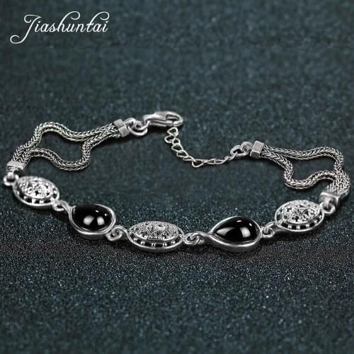 JIASHUNTAI Retro 100% 925 Sterling Silver Bracelets For Women Vintage Silver Jewelry Female