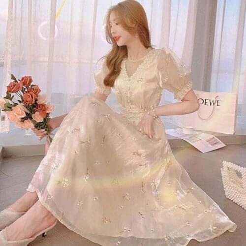 2021 Summer Short Sleeve Floral Embroidery Dress For Women Sundress Designer Clothes Sexy Party Dresses