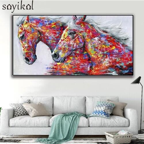 11.11 Colorful Horses Canvas Picture Poster Nordic Animals Wall Art Print Abstract Painting Modern Living Room Home Decoration