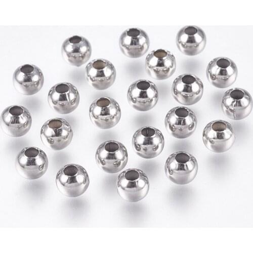 200pcs 4mm 5mm 6mm Round 304 Stainless Steel Bead Spacers for Jewelry making DIY Bracelet Necklace Hole: 1~2mm