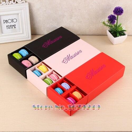 200pcs/lot Macarons box of chocolate packaging box pastry cakes cookie box of 12 tablets