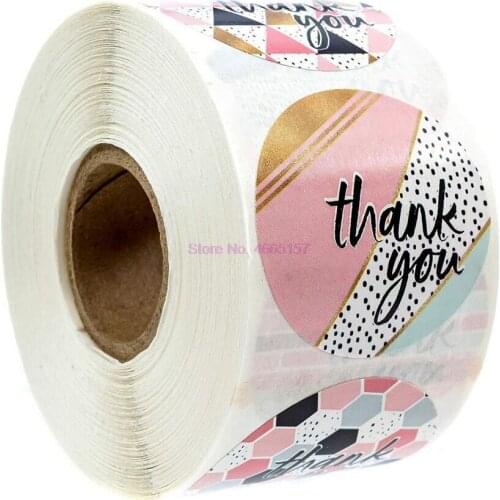 50 rolls Round Pink Thank You Stickers Bicycle Sticker