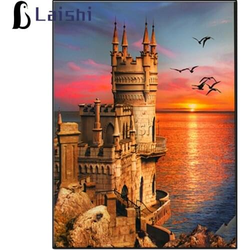 5D Diamond Painting Sunset island castle scenery Full Drill Square Picture Embroidery Sale Diamond Mosaic Cross Stitch Drop Ship