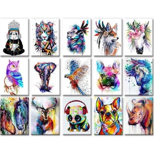 5D Diy Diamond Painting Kits Frameless Painting By Numbers Animals Full Round With AB Drill Home Decoration DIY Minimalism Style
