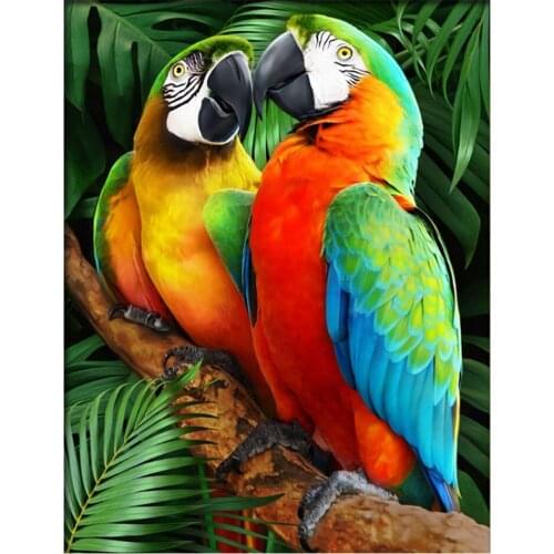 DIY Diamond Painting Colorful Parrots Embroidery Diamonds Mosaic Crafts Full Round Rhinestones Picture Australia Birds A526