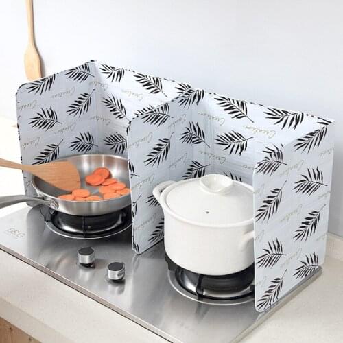 Aluminum Foldable Splatter Screen Kitchen Gas Stove Baffle Plate Kitchen Frying Pan Oil Splash Protection Screen Kichen Tools