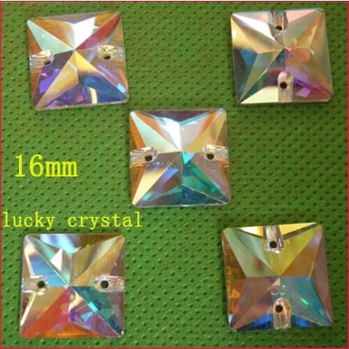 Free shinpping 16mm 22mm 3068 sew-on crystal ab rhinestone square shape very shine high quality