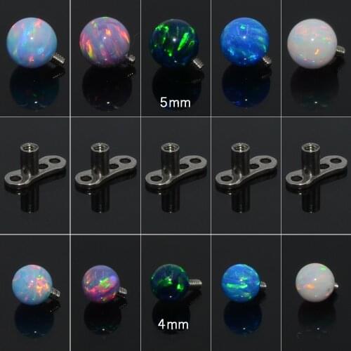 CHUANCI 1 PCS G23 Titanium/Surgical Steel Dermal Anchor Base With Fire Opal Ball Dermal Top Body Piercing Jewelry