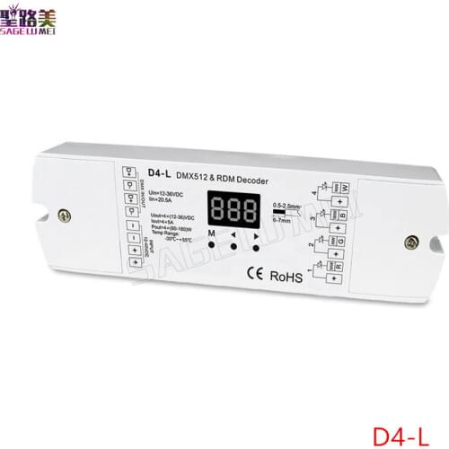 DC12V-24V 4 channel 4CH PWM constant voltage / constant current DMX decoder DMX512 LED Controller for RGB RGBW LED Strip Lights