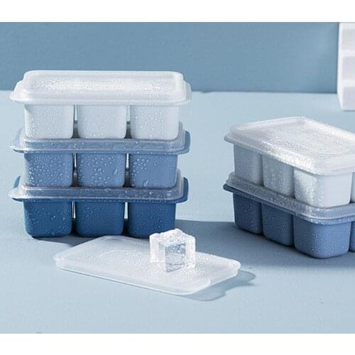 3-piece ice tray summer homemade ice cube mold with lid to prevent odor, 6-cell mini ice tray whiskey ice cube mold