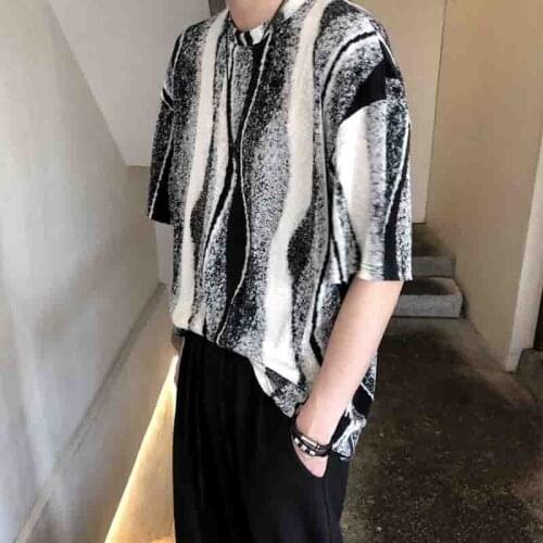 Korean design gradient T-shirt for men and women thin personalized trend short sleeve T-shirt net red Chinese style ink and wash