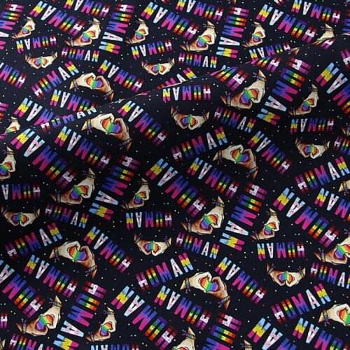 Cartoon Loving Gesture Design Cotton Fabric for Kids Clothes Backpacks Slipcover Cushion Cover DIY Sewing Material