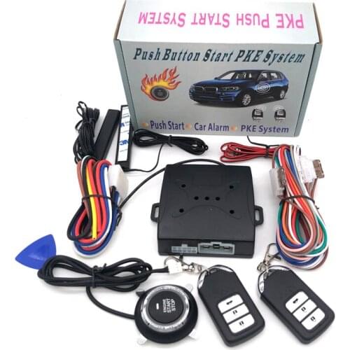 Spanish installation instructions 12V Auto car keyless entry start system one start stop engine push button vehicle alarm PKE