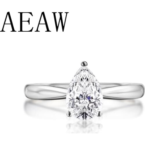 AEAW 0.5ct Pear Cut Forever Brilliant Moissanite Engagement Ring 925 Sliver Unique Moissanite Wedding Bridal Ring For Women