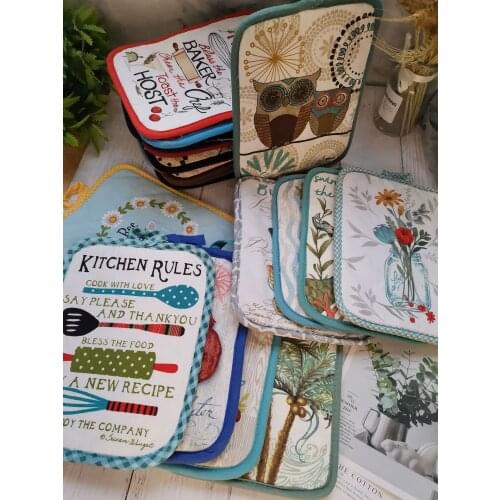 22*17cm Nordic Style Printing Baking Mat Oven Potholder Cotton Cloth Coaster Bowl Mat Kitchen Tableware Supplies Memorial Gift