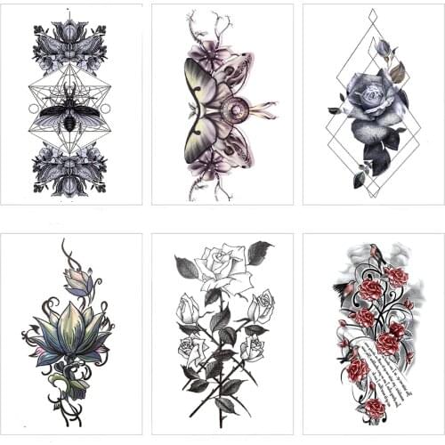 Beautiful Sexy Flower Tatuagem Tattoo Body Art Flash Tattoo Stickers 21*11 cm Waterproof Temporary Fake Tattoo for Men and Women