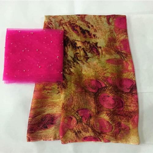 Hot Selling High quality African 100% Silk Chiffon Fabric Embroidered Floral Pattern For Lady Dress Silk Fabric! LXF4321