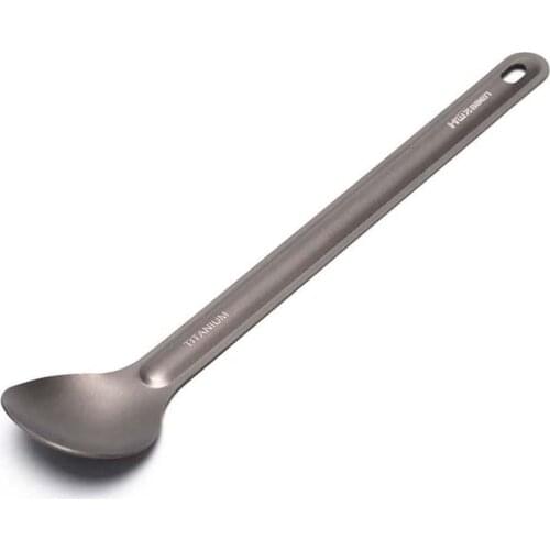 EDC Spoon Long Straight Handle Lightweight Portable Corrosion Resistant Pure Titanium Tableware Outdoor Travel Camping Flatware