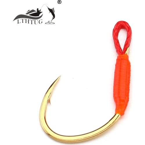 LTHTUG Peche Leurre Handmade Assisthook 6# 8# 10# Fishing Hooks Real Gold Plated Stream HardBait Pesca Fishing Tackle Trout Hook