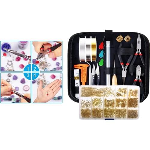 Jewelry Making Tool Kits Pliers Set With Round Nose Plier Side Cutting Plier Awl Scissor Tweezers Beading Jewelry Finding