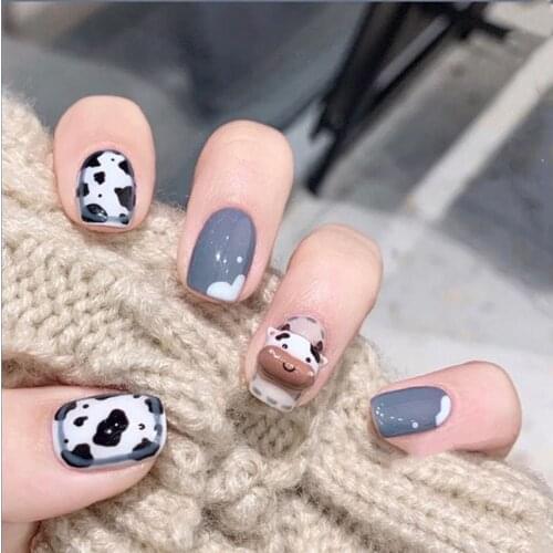 Fake Nail Patch Detachable Wearable Nail Art Nail Patch False Nail Finished Mini Milk Ox Summer Short Female