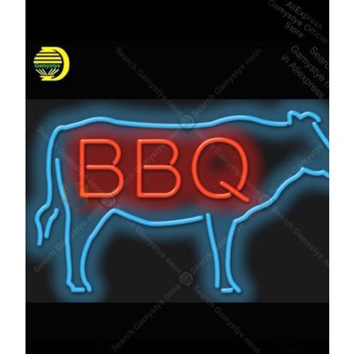 BBQ with Cow Neon Light Sign Glass Tube Neon Bulbs Decor Room vintage neon signs Beer Signs Lighted budweiser neon sign Led Tube