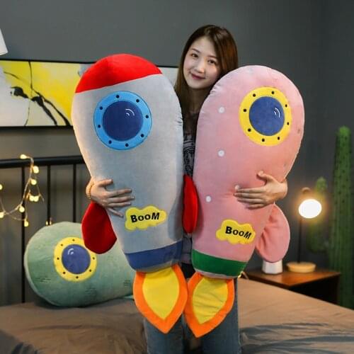 Huggable New Extra Large Creative Rocket Filled Plush Toy Pillow Baby Room Accompany Sleeping Doll Childrens Home Birthday Gift