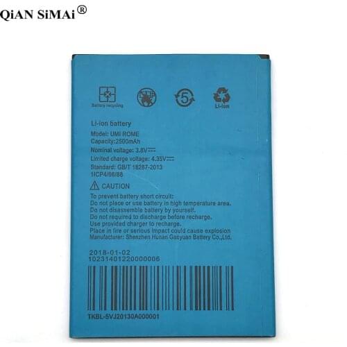 2019 New 2500mAh UMI ROME NEW 100% Battery For UMI ROME X High Quality Cell Phone Replacement Batteries Rechargeable