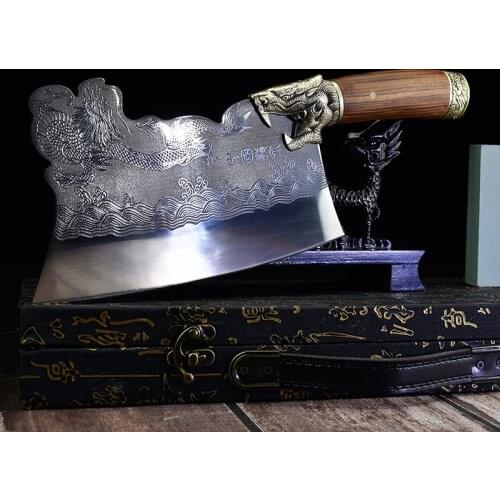 Handmade Sharp Fixed Blade Chinese Chef Knife Meat Cleaver Slaughter Vegetable Cutter Kitchen Cooking Tools Bone Chopper