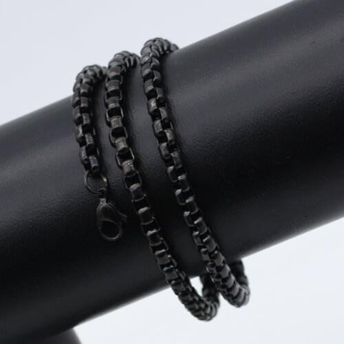 1 Piece 2mm/2.5mm/3mm/4mm Stainless Steel Rope Square Pearl Chain Necklace Figaro for Pendant Men Women black Jewelry Choker DIY