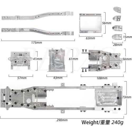 Full Metal Chassis DIY Modified Upgraded Accessory Part For WPL D12 1:10 Off-Road Drift Remote Control Car Model Toy