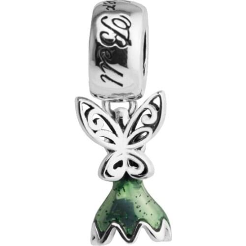 QANDOCCI Fits Original Bracelets 925 Sterling Silver Tinker Bells Dress Hanging Charm Bead for Women DIY Jewelry Finding