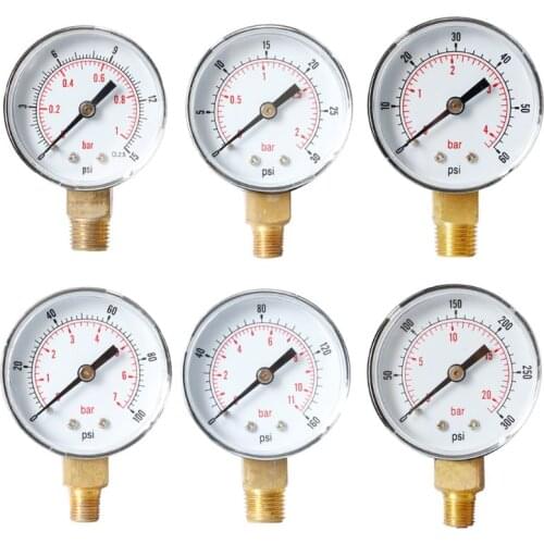 1pc Radial Pressure Gauge 1/4" BSPT 15PSI 30PSI 60PSI 100PSI 160PSI 300PSI Pressure Gauge Fuel Air Compressor Meter U4LB