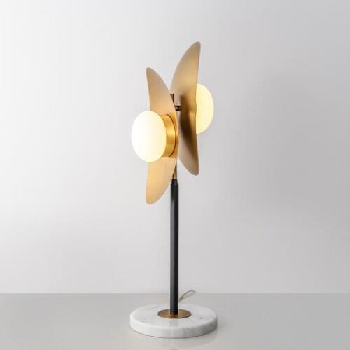 Light luxury living room desk lamp, wrought iron character, the head of a bed bedroom lamp American marble base table