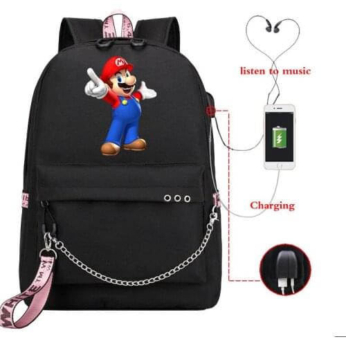 Cartoon Mario School Backpack Student Book Bags Teens Travel Rucksack Boys Girls School bag Mochila Men Casual Daily knapsack