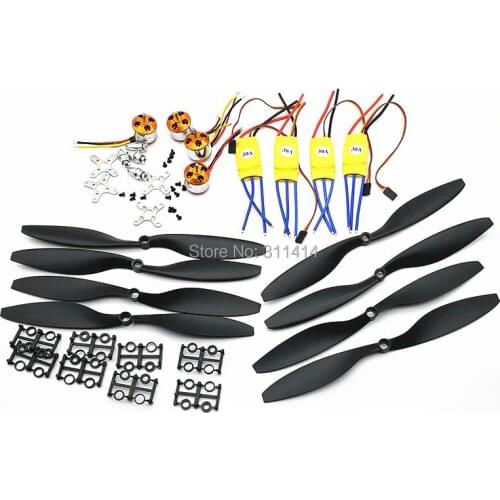 4set/lot Universal RC Quadcopter Part Kit 1045 Propeller(1pair) + HP 30A Brushless ESC + A2212 1000KV Outrunner Brushless Motor