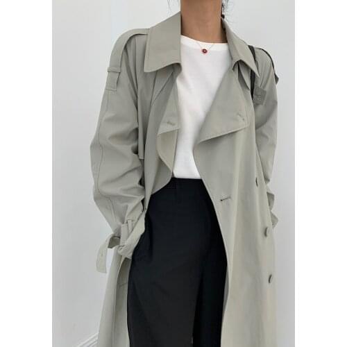 High-end custom British style macarons gentle and elegant mid-length trench coat female Korean version 21 new