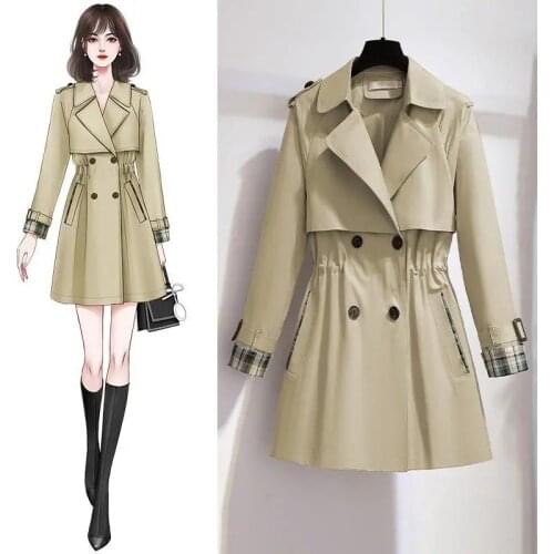 Plus Size Womens Coat Casaco Feminino 2021 Spring New Trench Coat Double Breasted Khaki Elegant Windbreakers Ladies Outerwear