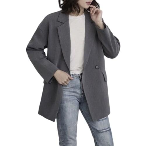 Blazers Women Minimalist Stylish Patchwork British Notched Loose Femme Coat Ulzzang Daily Elegant Chic Jacket Outerwear Overcoat