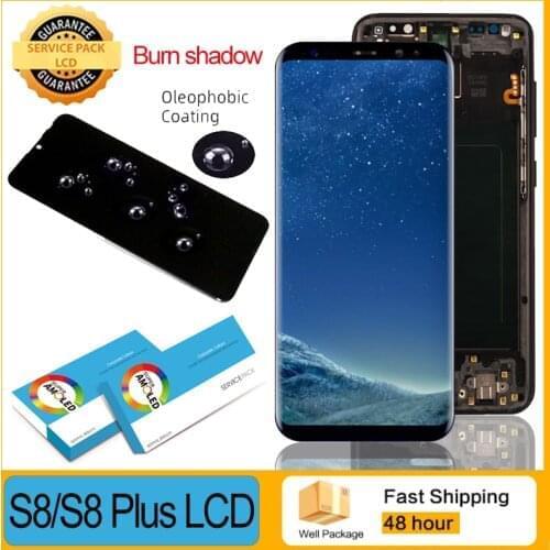 Slight Burn Shadow AMOLED LCD for SAMSUNG Galaxy S8 G950F S8 Plus G955F Display with Frame Touch Screen Digitizer Repair Parts