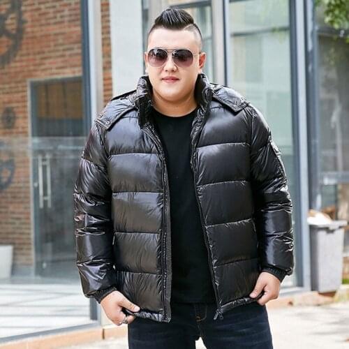 Winter Jacket Mens winter Black Sequined Coat Mens Large Size 8XL 9XL 10XL Coat Mens Short Hooded Coat