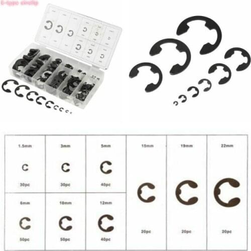 1.5mm-22mm Black E Type Clip Circlip Retaining Ring Split Washer Snap Collar for Shaft Fastener 300pcs/box