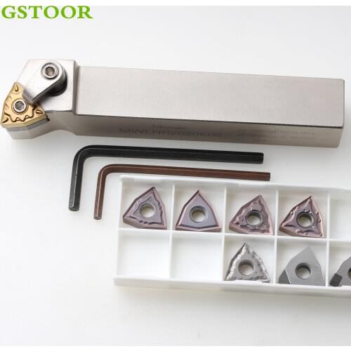 1PC BWLNR BWLNL WWLNR WWLNL MWLNR MWLNL 2020K08 External Turning Toolholder +10PCS WNMG080404 WNMG080408 Carbide Inserts Arbor